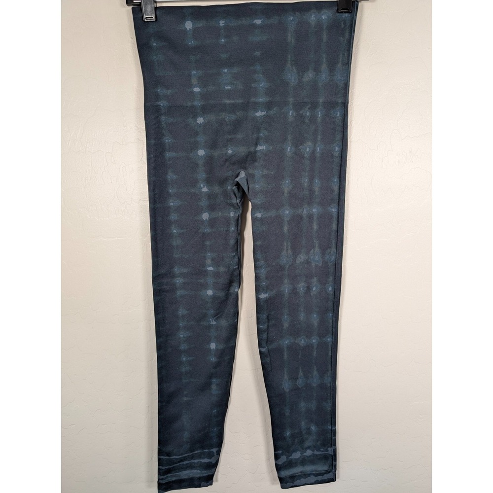 Spanx Leggings Women's Large Blue Geometric Full Length Stretch High Rise Pants